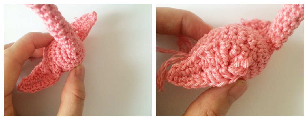 Blog-Inhaltsbild für 'Schnullerkette Flamingo Esra, kostenlose Häkelanleitung'